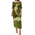 Lime Green Tropical Plumeria With Galaxy Polynesian Art Puletasi LT14 Long Dress Lime Green - Polynesian Pride