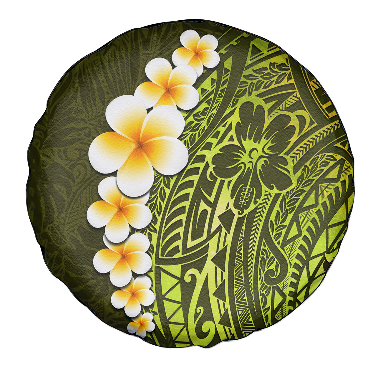 Lime Green Tropical Plumeria With Galaxy Polynesian Art Spare Tire Cover LT14 - Polynesian Pride