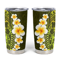 Lime Green Tropical Plumeria With Galaxy Polynesian Art Tumbler Cup LT14 Lime Green - Polynesian Pride
