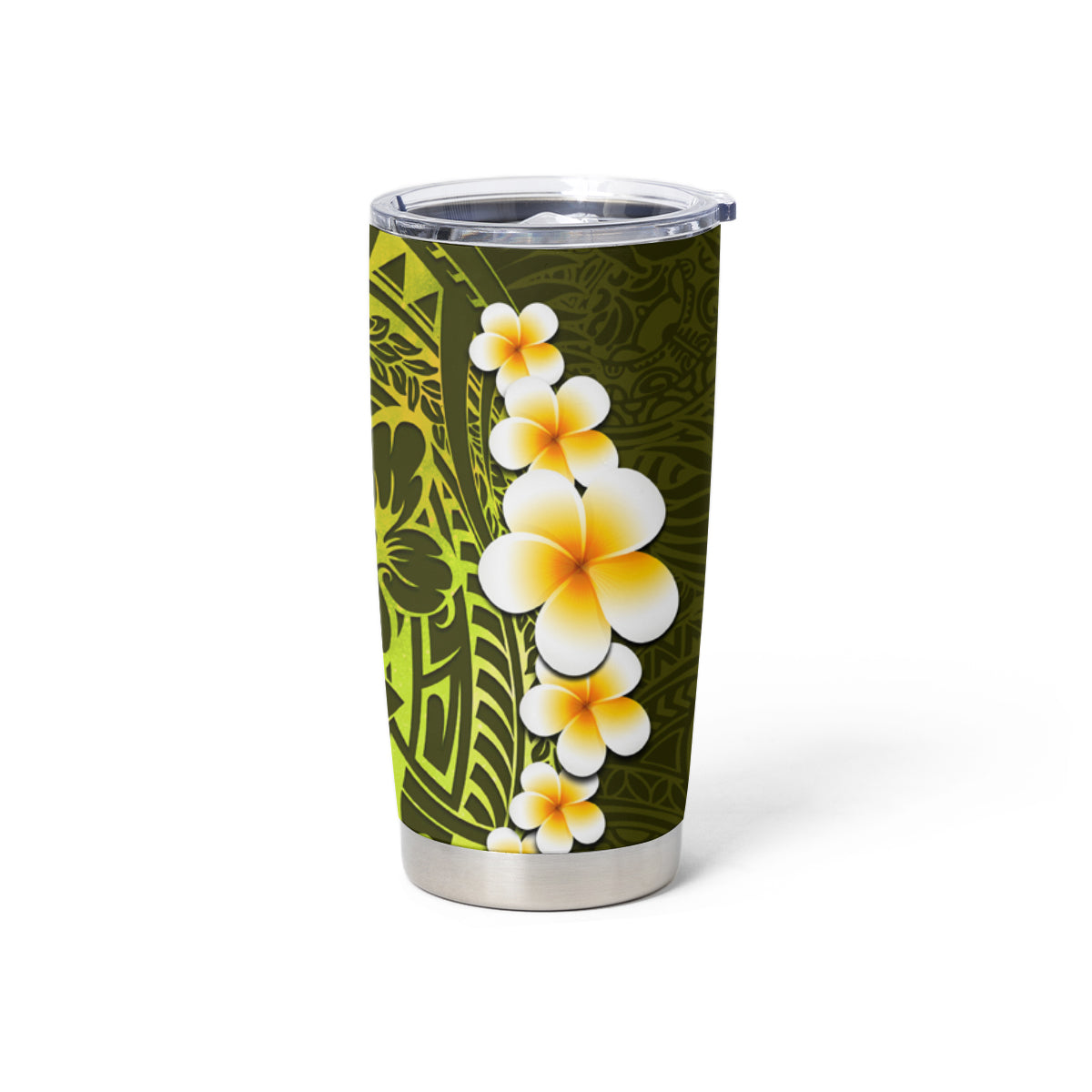 Lime Green Tropical Plumeria With Galaxy Polynesian Art Tumbler Cup LT14 - Polynesian Pride