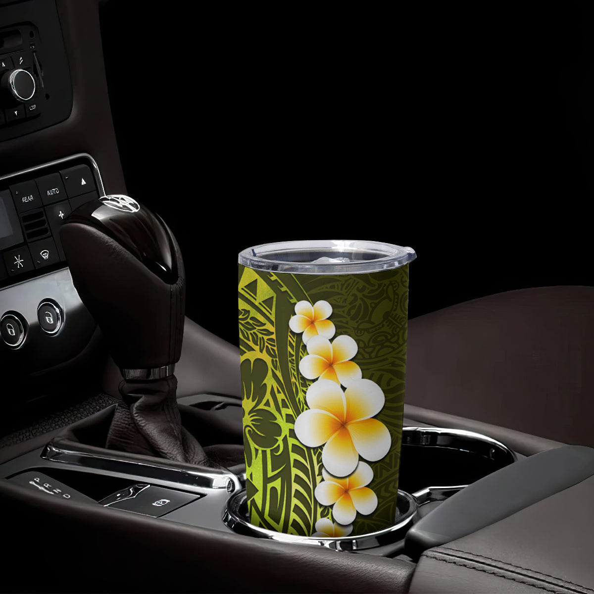Lime Green Tropical Plumeria With Galaxy Polynesian Art Tumbler Cup LT14 - Polynesian Pride