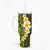 Lime Green Tropical Plumeria With Galaxy Polynesian Art Tumbler With Handle