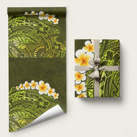 Lime Green Polynesia Wrapping Paper Plumeria Tropical Leaves With Galaxy Polynesian Art LT14 58" × 23" Lime Green - Polynesian Pride