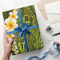Lime Green Polynesia Wrapping Paper Plumeria Tropical Leaves With Galaxy Polynesian Art LT14 - Polynesian Pride