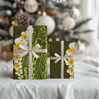 Lime Green Polynesia Wrapping Paper Plumeria Tropical Leaves With Galaxy Polynesian Art LT14 - Polynesian Pride