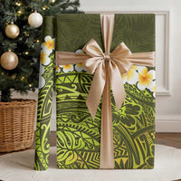 Lime Green Polynesia Wrapping Paper Plumeria Tropical Leaves With Galaxy Polynesian Art LT14 - Polynesian Pride