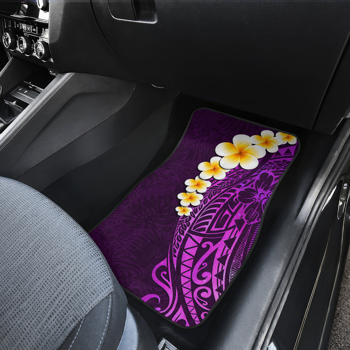 Purple Tropical Plumeria With Galaxy Polynesian Art Car Mats LT14 - Polynesian Pride