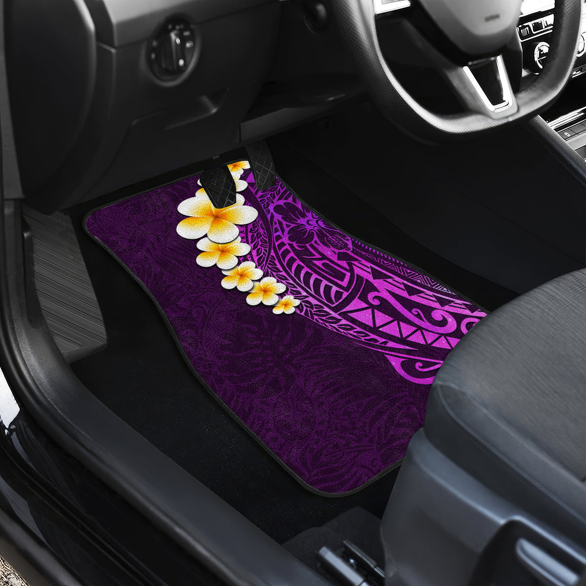 Purple Tropical Plumeria With Galaxy Polynesian Art Car Mats LT14 - Polynesian Pride
