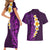 Purple Tropical Plumeria With Galaxy Polynesian Art Couples Matching Short Sleeve Bodycon Dress and Hawaiian Shirt LT14 - Polynesian Pride