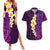 Purple Tropical Plumeria With Galaxy Polynesian Art Couples Matching Summer Maxi Dress and Hawaiian Shirt LT14 Purple - Polynesian Pride