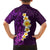 Purple Tropical Plumeria With Galaxy Polynesian Art Family Matching Off Shoulder Long Sleeve Dress and Hawaiian Shirt LT14 - Polynesian Pride