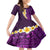 Purple Tropical Plumeria With Galaxy Polynesian Art Family Matching Short Sleeve Bodycon Dress and Hawaiian Shirt LT14 Daughter's Dress Purple - Polynesian Pride