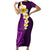 Purple Tropical Plumeria With Galaxy Polynesian Art Family Matching Short Sleeve Bodycon Dress and Hawaiian Shirt LT14 Mom's Dress Purple - Polynesian Pride