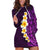 Purple Tropical Plumeria With Galaxy Polynesian Art Hoodie Dress LT14 Purple - Polynesian Pride