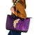 Purple Tropical Plumeria With Galaxy Polynesian Art Leather Tote Bag LT14 Purple - Polynesian Pride