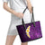 Purple Tropical Plumeria With Galaxy Polynesian Art Leather Tote Bag LT14 - Polynesian Pride