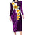 Purple Tropical Plumeria With Galaxy Polynesian Art Long Sleeve Bodycon Dress LT14 Long Dress Purple - Polynesian Pride