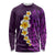 Purple Tropical Plumeria With Galaxy Polynesian Art Long Sleeve Shirt LT14 Unisex Purple - Polynesian Pride