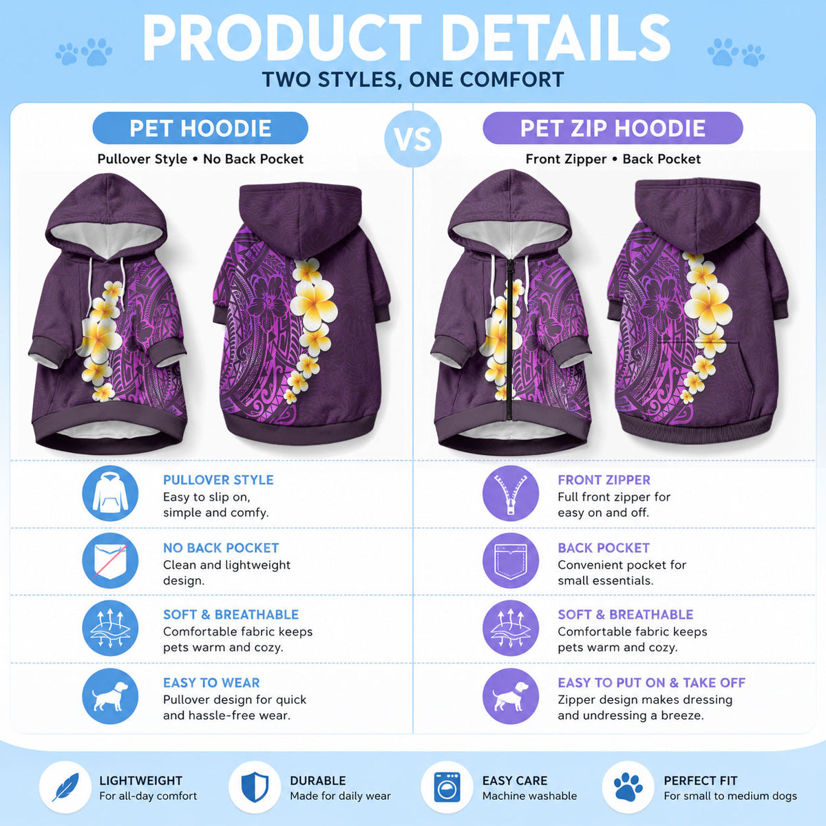 Purple Tropical Plumeria With Galaxy Polynesian Art Pet Hoodie LT14 - Polynesian Pride