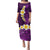 Purple Tropical Plumeria With Galaxy Polynesian Art Puletasi LT14 Long Dress Purple - Polynesian Pride