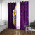 Purple Tropical Plumeria With Galaxy Polynesian Art Window Curtain LT14 With Grommets Purple - Polynesian Pride