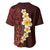 Red Tropical Plumeria With Galaxy Polynesian Art Baseball Jersey LT14 - Polynesian Pride