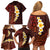 Red Tropical Plumeria With Galaxy Polynesian Art Family Matching Off Shoulder Short Dress and Hawaiian Shirt LT14 - Polynesian Pride