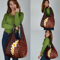Red Tropical Plumeria With Galaxy Polynesian Art Grocery Bag LT14 - Polynesian Pride