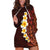 Red Tropical Plumeria With Galaxy Polynesian Art Hoodie Dress LT14 Red - Polynesian Pride