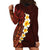 Red Tropical Plumeria With Galaxy Polynesian Art Hoodie Dress LT14 - Polynesian Pride