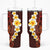 Red Tropical Plumeria With Galaxy Polynesian Art Tumbler With Handle