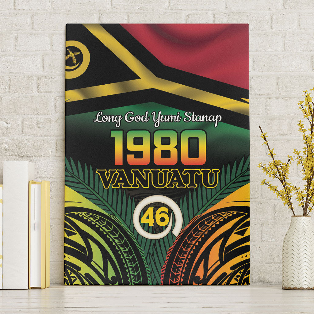 Vanuatu 1980 Canvas Wall Art Hapi 46 Yia Indipendens Anivesari LT14 Without Frame Black - Polynesian Pride