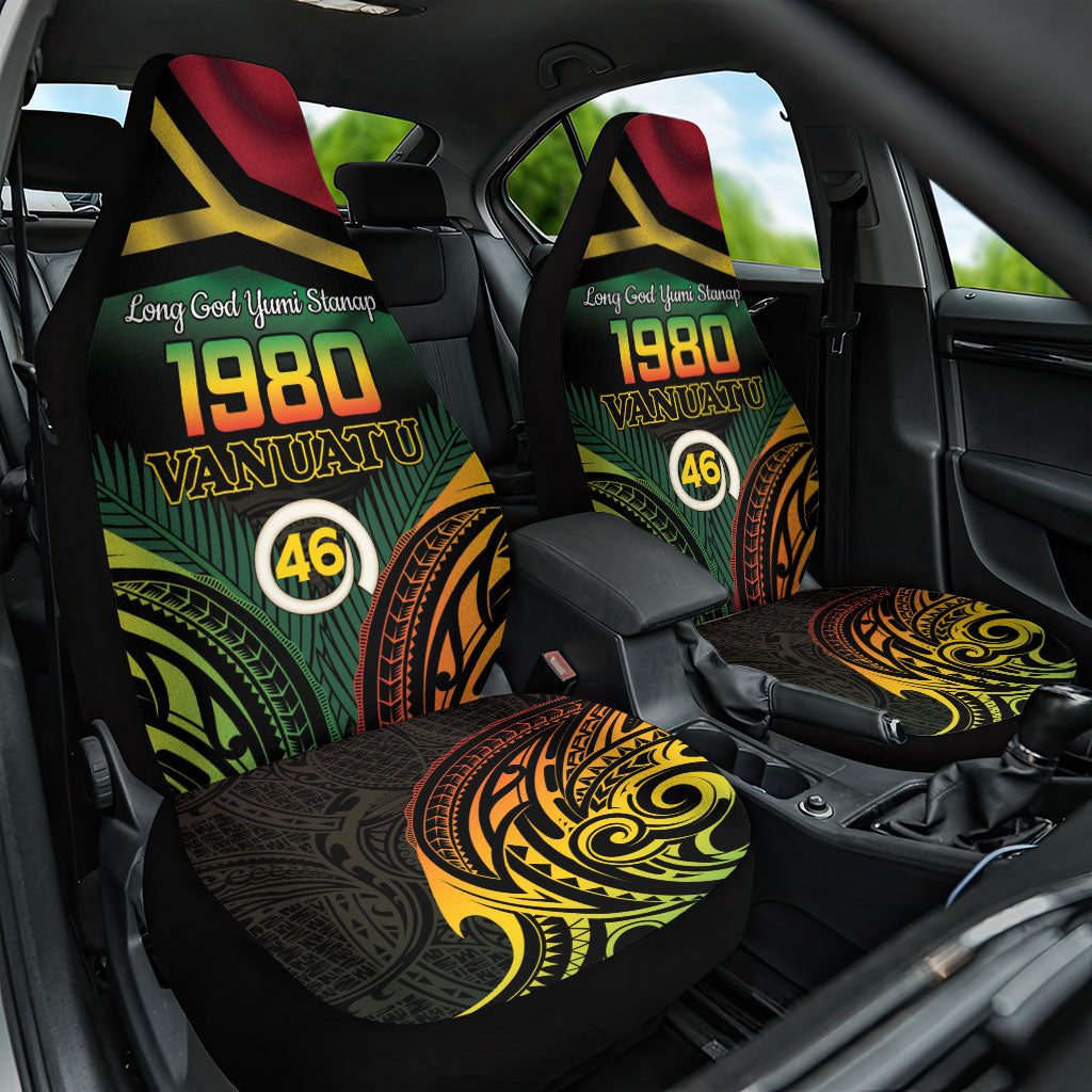 Vanuatu 1980 Car Seat Cover Hapi 46 Yia Indipendens Anivesari LT14 One Size Black - Polynesian Pride