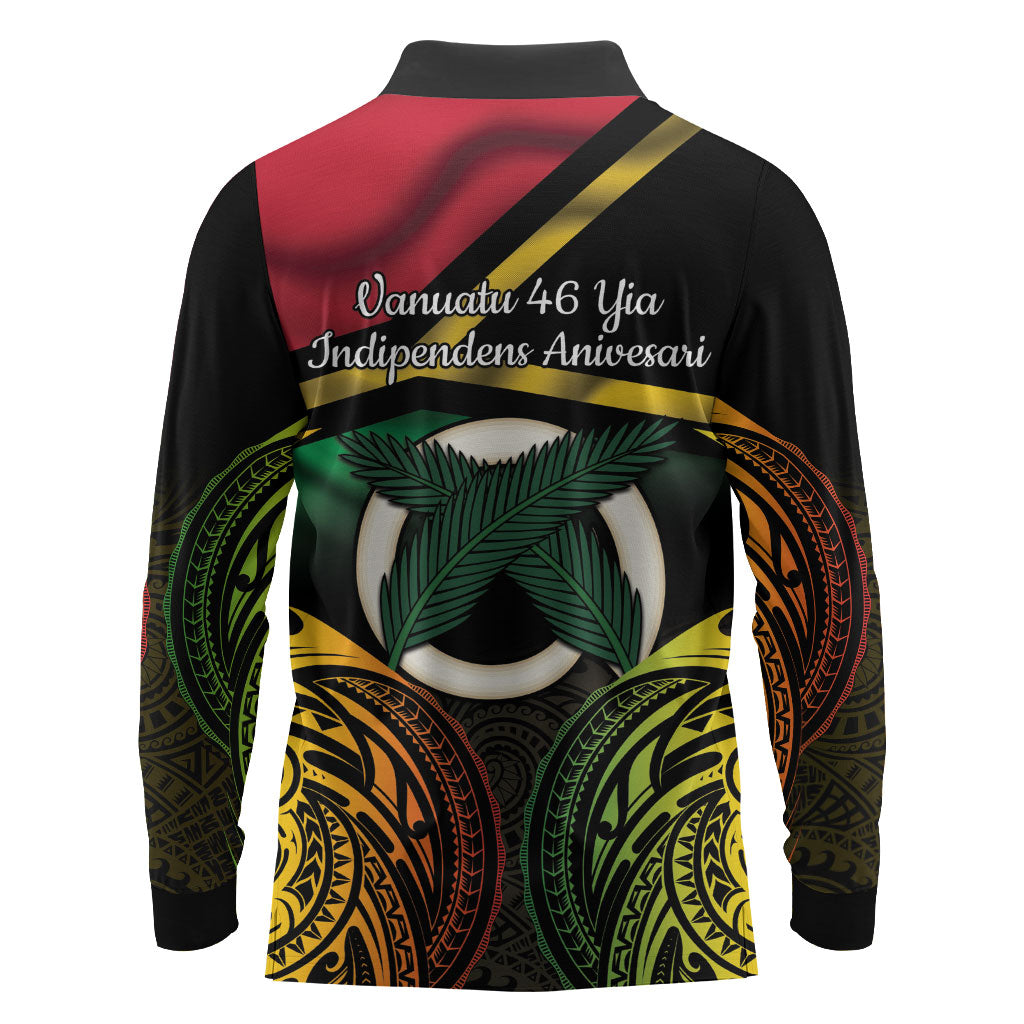 Vanuatu 1980 Long Sleeve Polo Shirt Hapi 46 Yia Indipendens Anivesari LT14 - Polynesian Pride