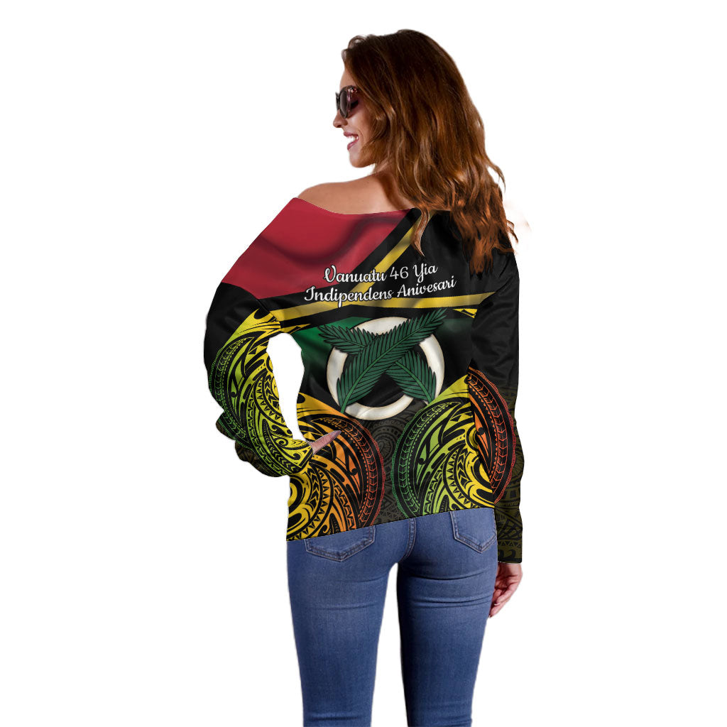 Vanuatu 1980 Off Shoulder Sweater Hapi 46 Yia Indipendens Anivesari LT14 - Polynesian Pride