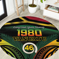 Vanuatu 1980 Round Carpet Hapi 46 Yia Indipendens Anivesari LT14 Black - Polynesian Pride