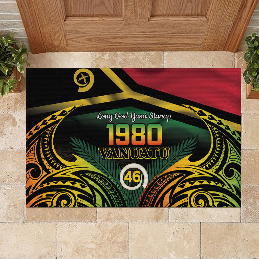 Vanuatu 1980 Rubber Doormat Hapi 46 Yia Indipendens Anivesari LT14 Black - Polynesian Pride
