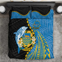 Tuvalu Independence Day Bedding Set Manuia te tutokotasi o Tuvaluan Dolphin Tattoo LT14 Blue - Polynesian Pride