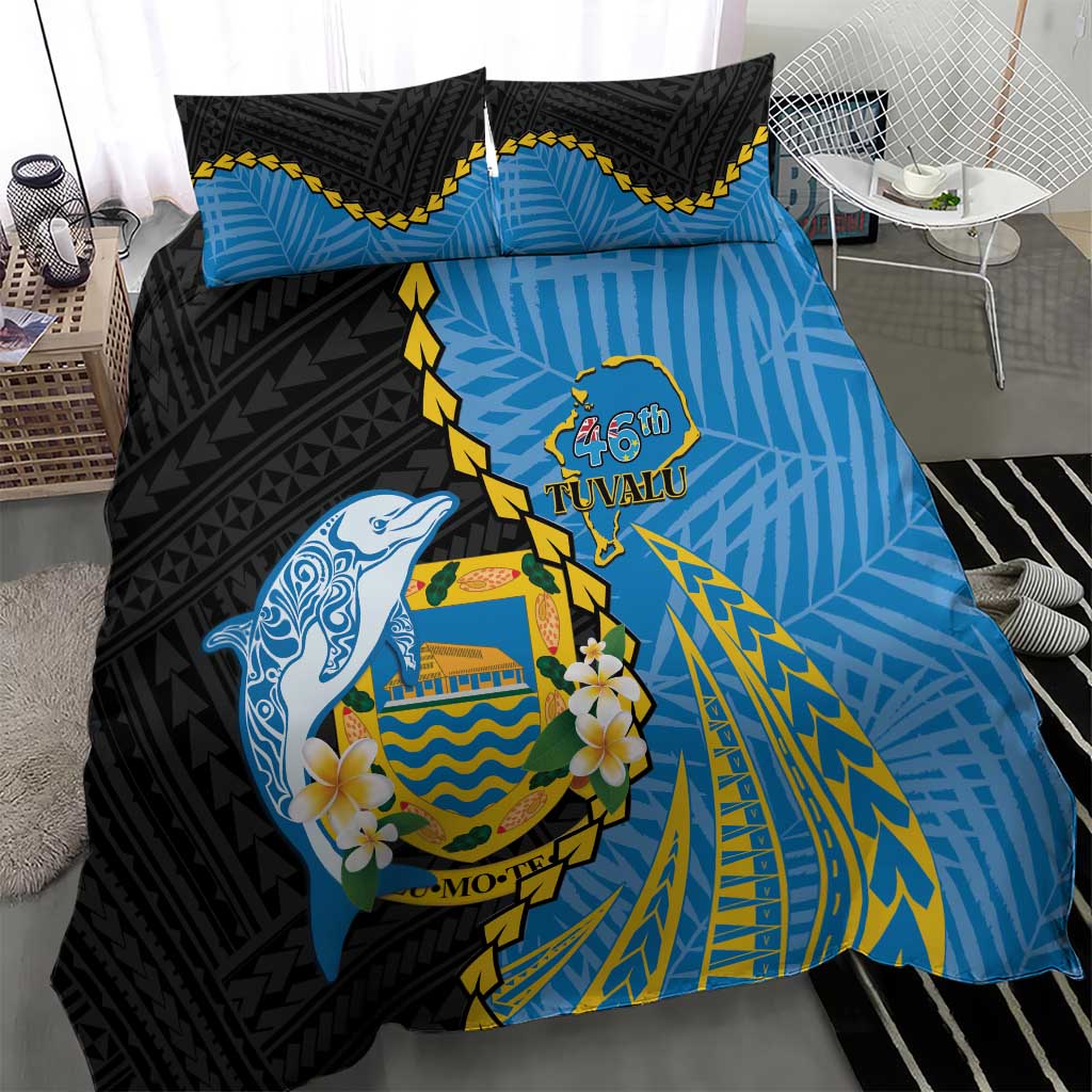 Tuvalu Independence Day Bedding Set Manuia te tutokotasi o Tuvaluan Dolphin Tattoo LT14 - Polynesian Pride