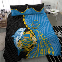 Tuvalu Independence Day Bedding Set Manuia te tutokotasi o Tuvaluan Dolphin Tattoo LT14 - Polynesian Pride