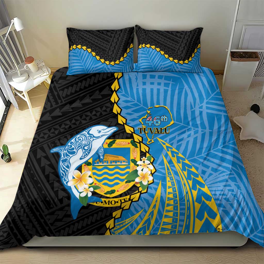 Tuvalu Independence Day Bedding Set Manuia te tutokotasi o Tuvaluan Dolphin Tattoo LT14 - Polynesian Pride