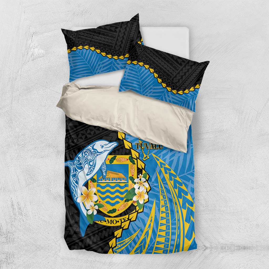Tuvalu Independence Day Bedding Set Manuia te tutokotasi o Tuvaluan Dolphin Tattoo LT14 US Twin 172cm x 218cm Blue - Polynesian Pride