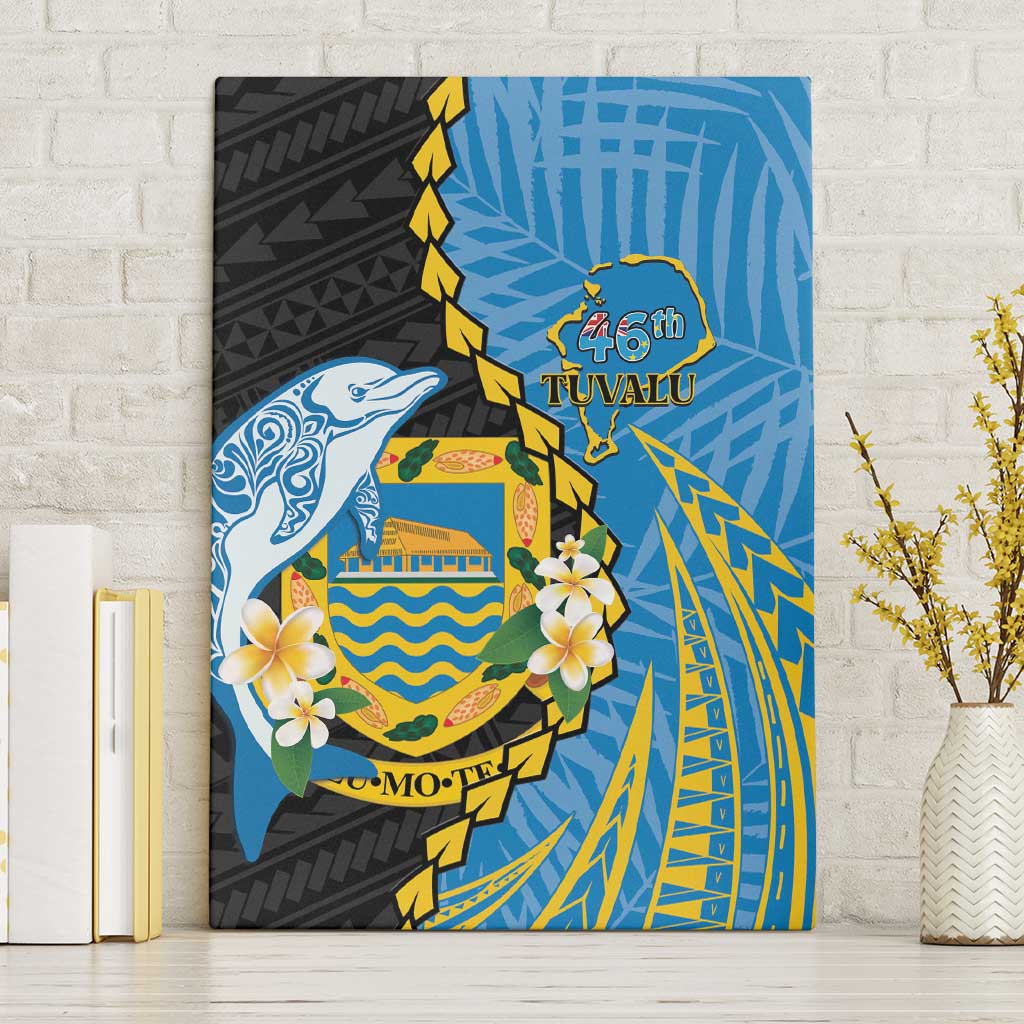Tuvalu Independence Day Canvas Wall Art Manuia te tutokotasi o Tuvaluan Dolphin Tattoo LT14 Without Frame Blue - Polynesian Pride