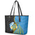 Tuvalu Independence Day Leather Tote Bag Manuia te tutokotasi o Tuvaluan Dolphin Tattoo