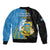 Tuvalu Independence Day Sleeve Zip Bomber Jacket Manuia te tutokotasi o Tuvaluan Dolphin Tattoo