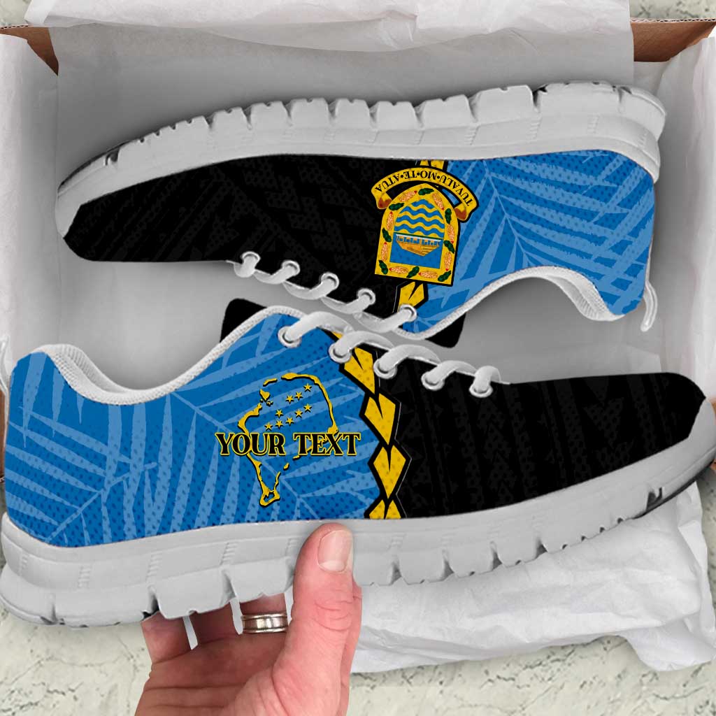 Personalised Tuvalu Independence Day Sneakers Manuia te tutokotasi o Tuvaluan Map LT14 Blue - Polynesian Pride