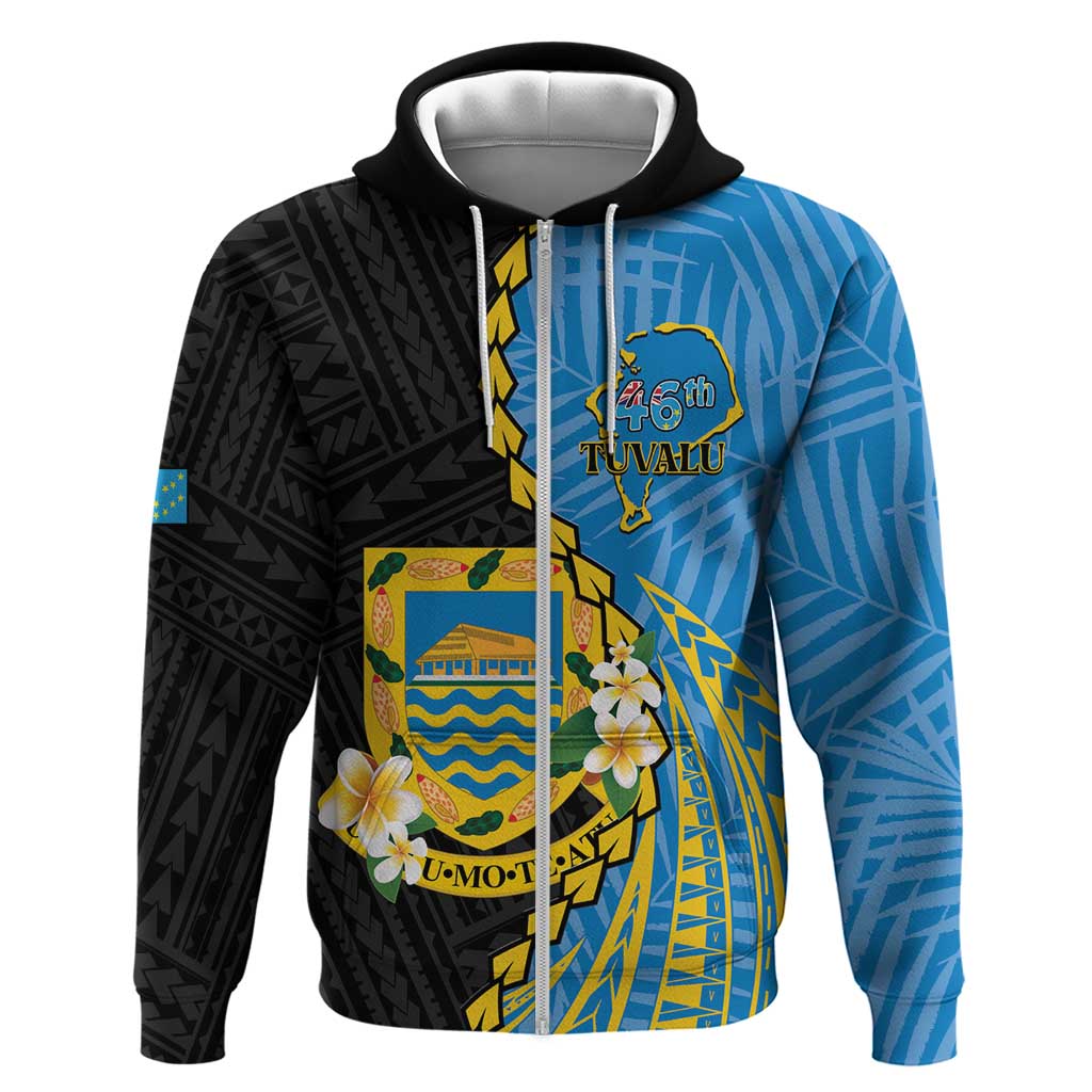 Tuvalu Independence Day Zip Hoodie Manuia te tutokotasi o Tuvaluan Dolphin Tattoo LT14 Zip Hoodie Blue - Polynesian Pride