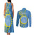 Personalised Palau Independence Day Couples Matching Tank Maxi Dress and Long Sleeve Button Shirt Belau Coat Of Arms Polynesian Curve Style