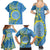 Personalised Palau Independence Day Family Matching Summer Maxi Dress and Hawaiian Shirt Belau Coat Of Arms Polynesian Curve Style