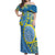 Personalised Palau Independence Day Off Shoulder Maxi Dress Belau Coat Of Arms Polynesian Curve Style